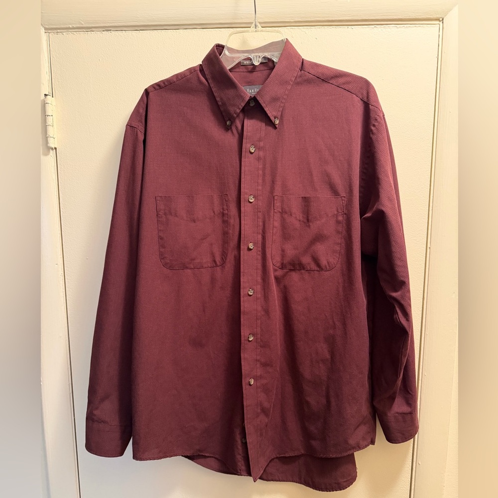 Van Heusen Men’s Button Up Shirt | Red | Medium 15-15 1/2